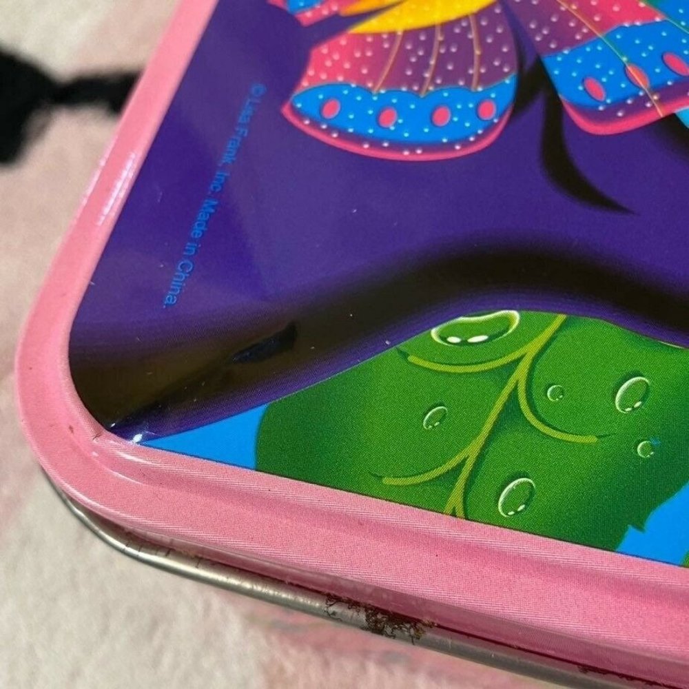 Vintage Lisa Frank Kittens Flowers Butterflies Jumbo Empty Collectible Tin - Picture 4 of 10